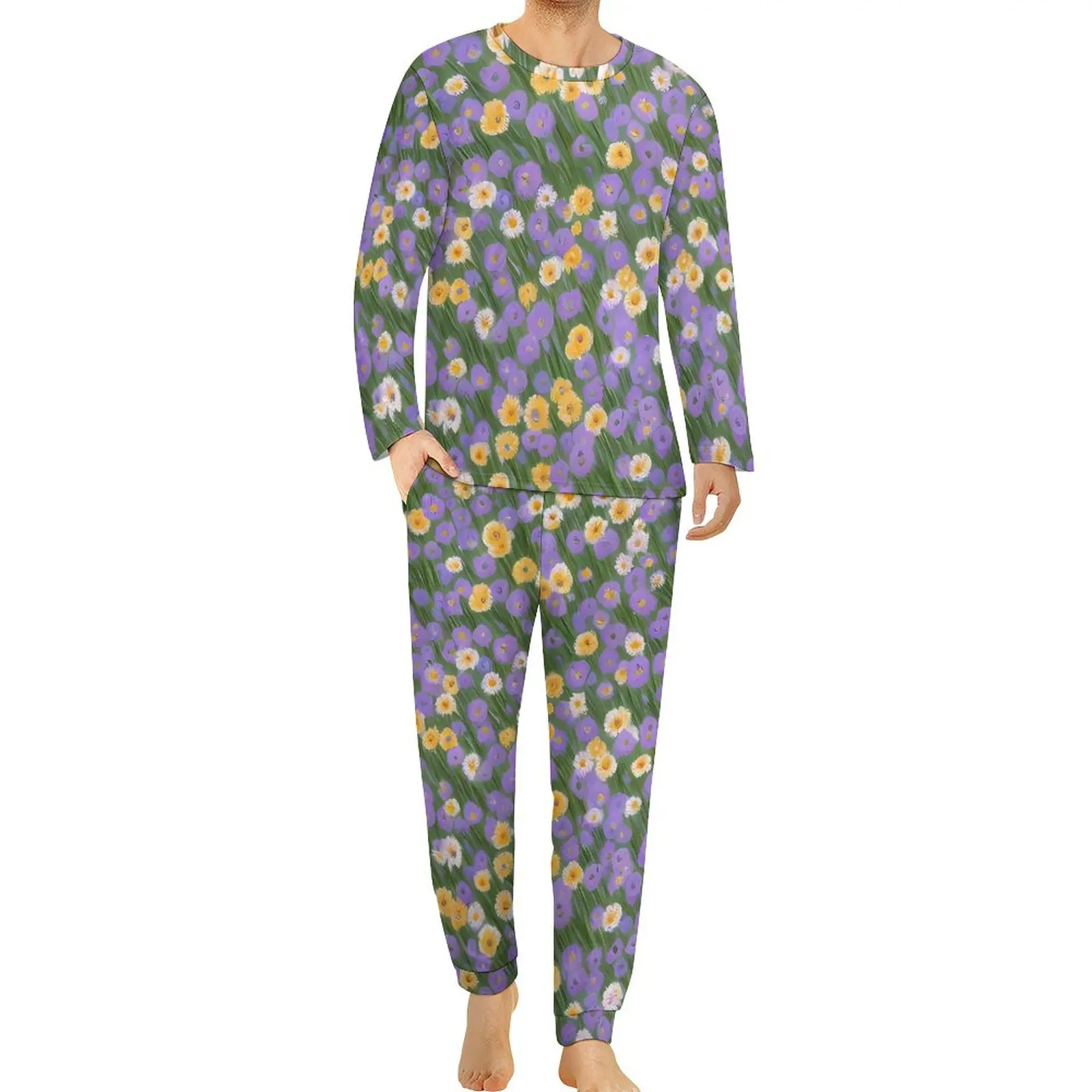 Floral Ditsy Pajamas Male Yellow And Purple Trendy Sleepwear Daily Long Sleeves 2 Pieces Room Graphic Pajama Sets Big Size
Floral Ditsy Pajamas Male Yellow And Purple Trendy Sleepwear Daily Long Sleeves 2 Pieces Room Graphic Pajama Sets Big Size