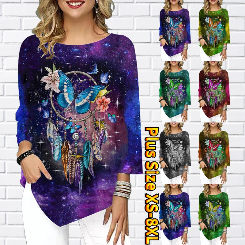 Round Neck Everyday T-shirt Loose Three Quarter Sleeve Women's Fashion Casual Pullover Flower Printing Tops Spring Tee Shirt
Round Neck Everyday T-shirt Loose Three Quarter Sleeve Women's Fashion Casual Pullover Flower Printing Tops Spring Tee Shirt