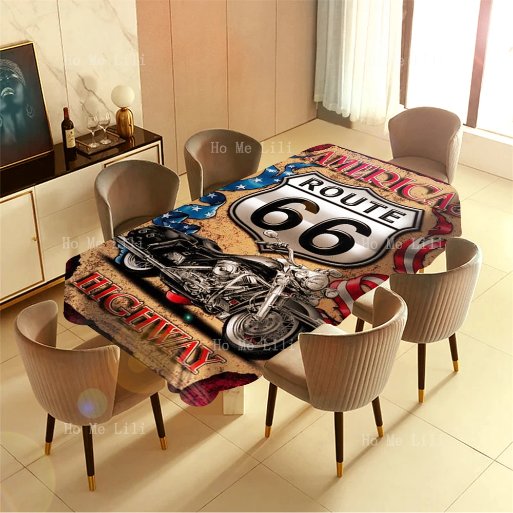 

American Boutique Route Nostalgic Art America'S Most Beautiful Highway 66 Tablecloth For Tabletop Decor