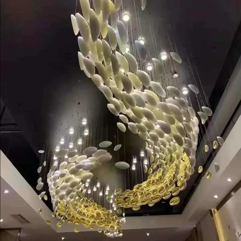 

Lobby exhibition hall luxury decorative crystal chandelier hotel banquet hall villa creative art glass custom chandelier