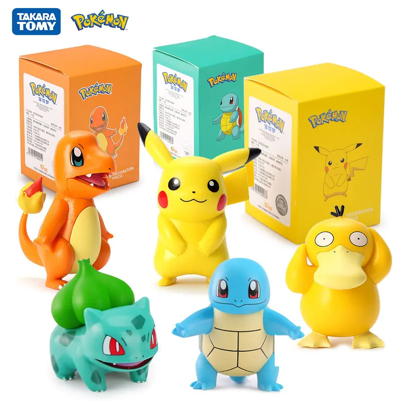 

Pokemon Pikachu Charmander Psyduck Squirtle Jigglypuff Bulbasaur Bulbasaur Anime Figures Toys Model Kawaii 6 Type For Kids Gifts