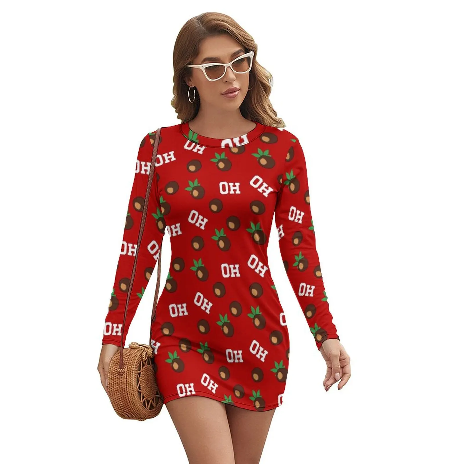 Buckeye Pattern Red Background Long-sleeved Dress clothes dress for women 2024
Buckeye Pattern Red Background Long-sleeved Dress clothes dress for women 2024