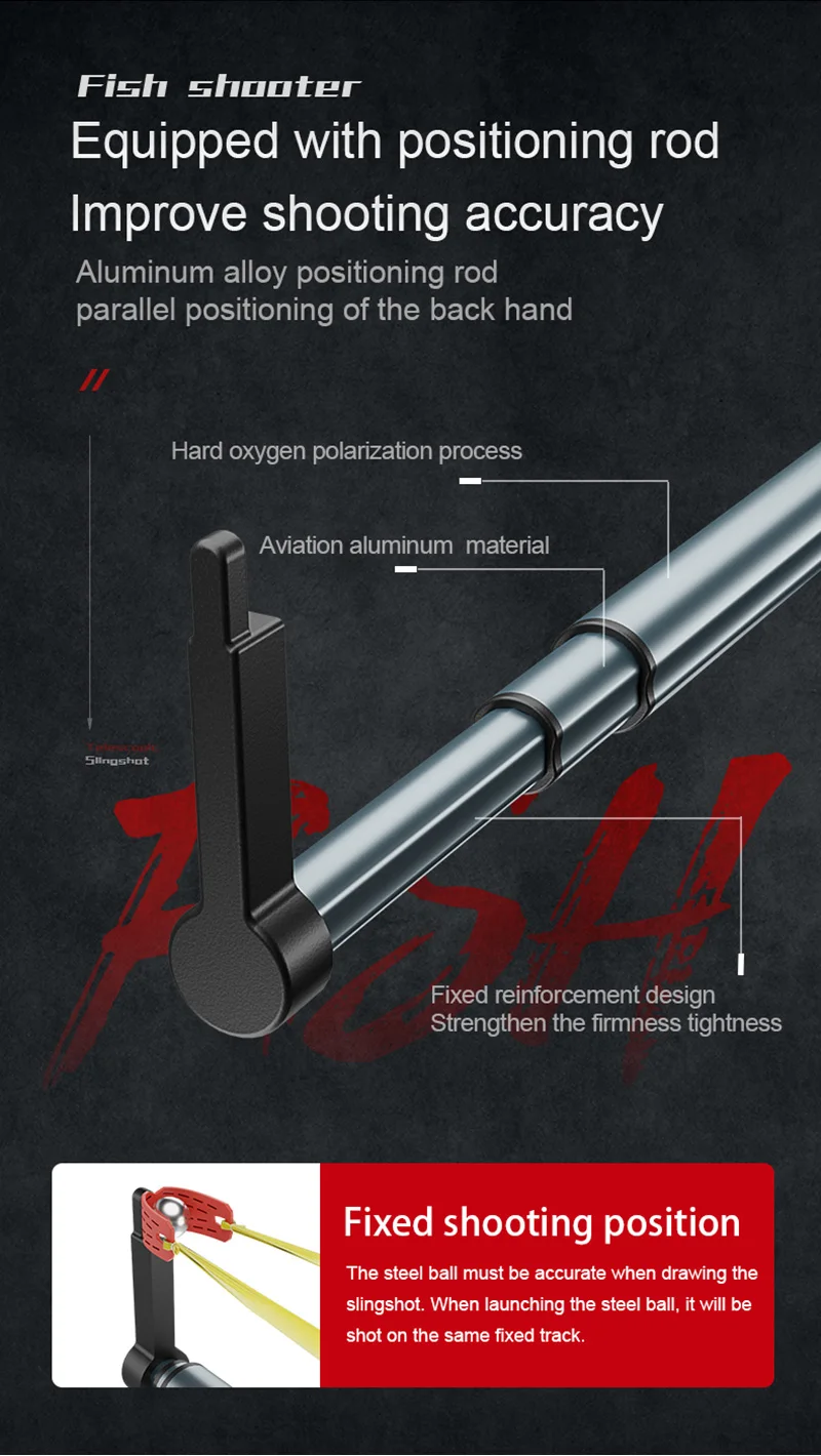 Generic Hunting Fish Straight Rod Precision Telescopic Catapult Slings