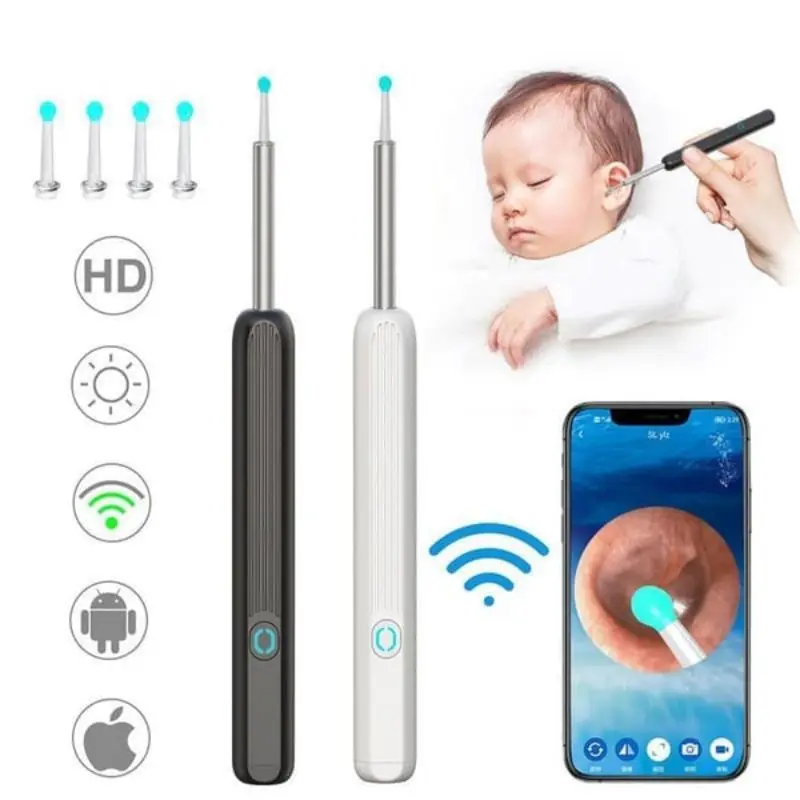 Wi-Fi Visible Wax Elimination Spoon USB 1080P HD Load Otoscope Ears Removal Tool Earwax cleaner Suitable for Android IOS Phones
Wi-Fi Visible Wax Elimination Spoon USB 1080P HD Load Otoscope Ears Removal Tool Earwax cleaner Suitable for Android IOS Phones