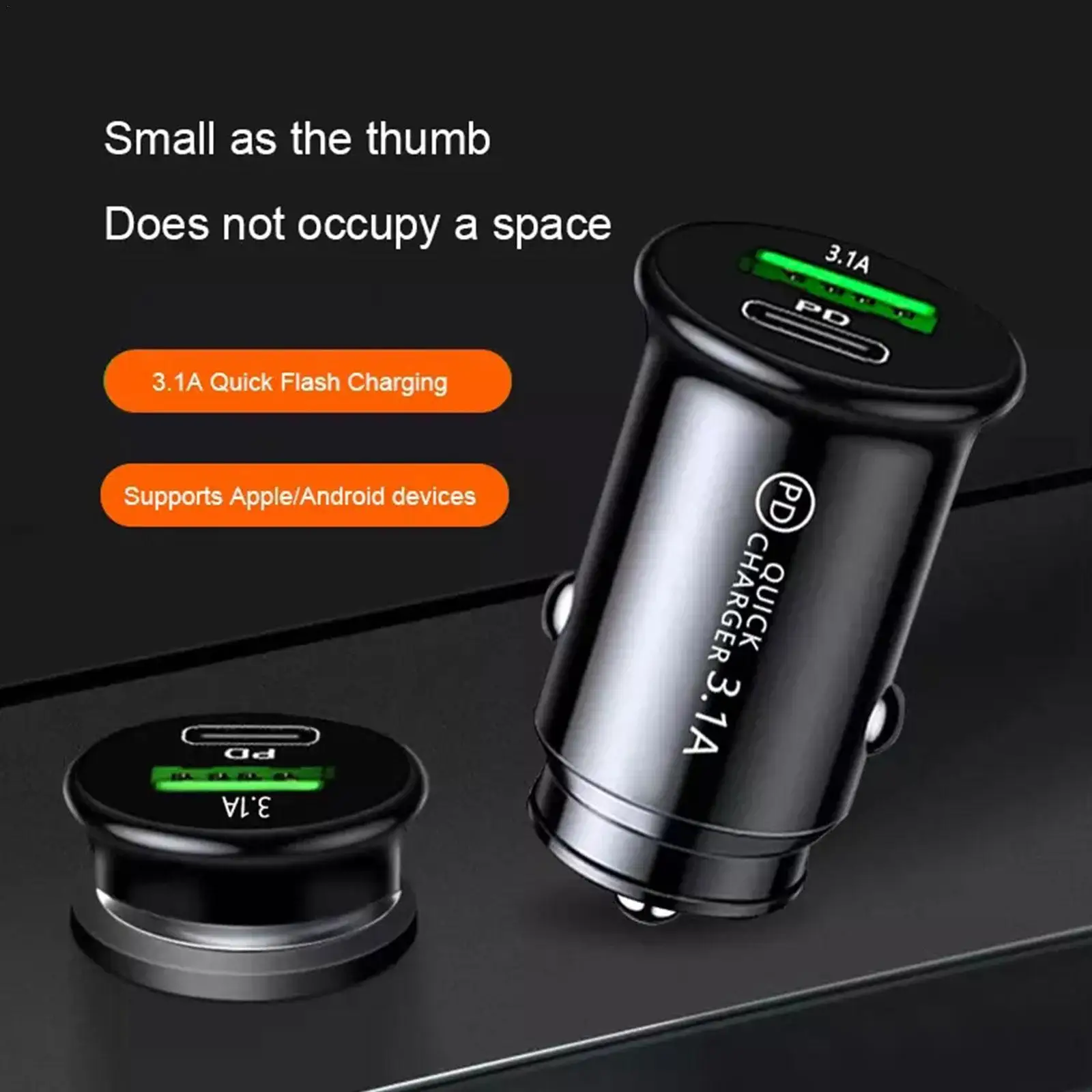 QC3.0 Car Charger Fast Charging White Black Mini Shape Car Lighter Slot PD 20W USB Type C Charge Adapter
QC3.0 Car Charger Fast Charging White Black Mini Shape Car Lighter Slot PD 20W USB Type C Charge Adapter
