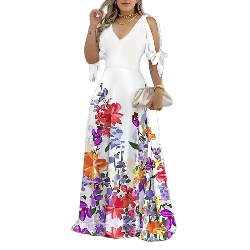 2024 Elegant Hollow Out Short Sleeve Lace-up Dresses Women Casual Dress Female Flower Print V Neck High Waist Floor-length Gown
2024 Elegant Hollow Out Short Sleeve Lace-up Dresses Women Casual Dress Female Flower Print V Neck High Waist Floor-length Gown
