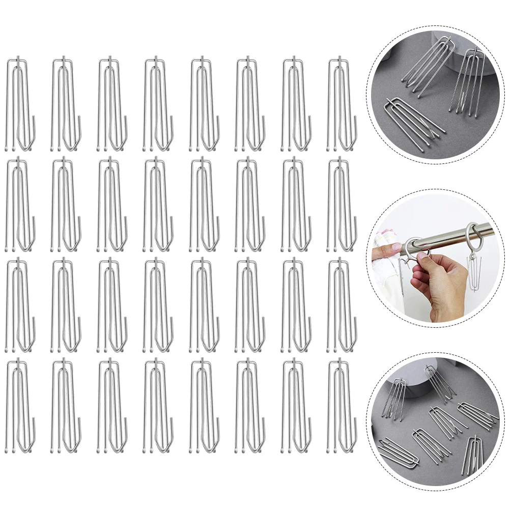 

30Pcs Four Fork Curtain Hook Pinch Pleated Hooks for Curtains Clip Metal Pleater Tape Stainless Steel Window Drapes Clips