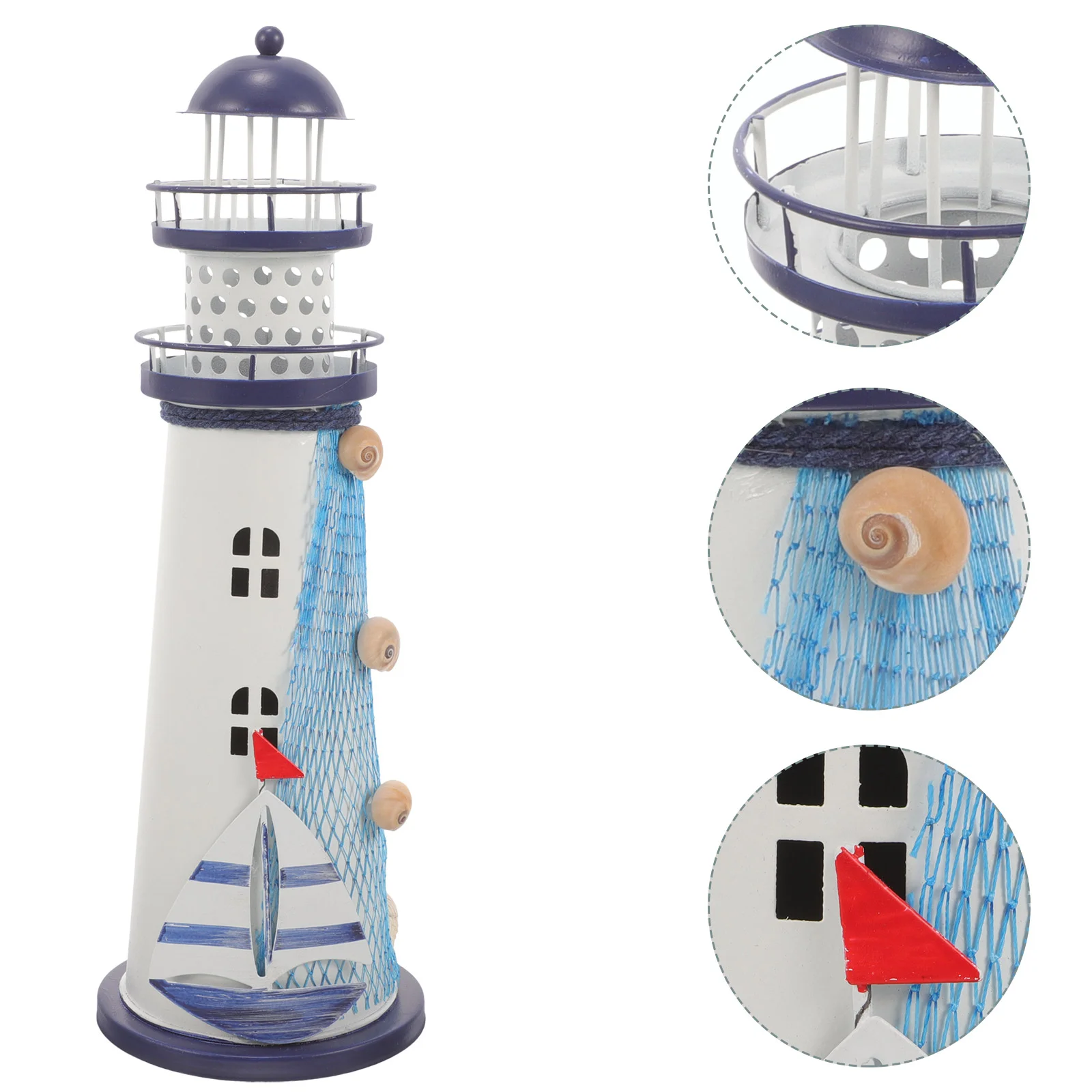 

Mediterranean Decor House Decorations Home Desk Lamp Tall Lighthouse Iron Nautical Ornament Accessories