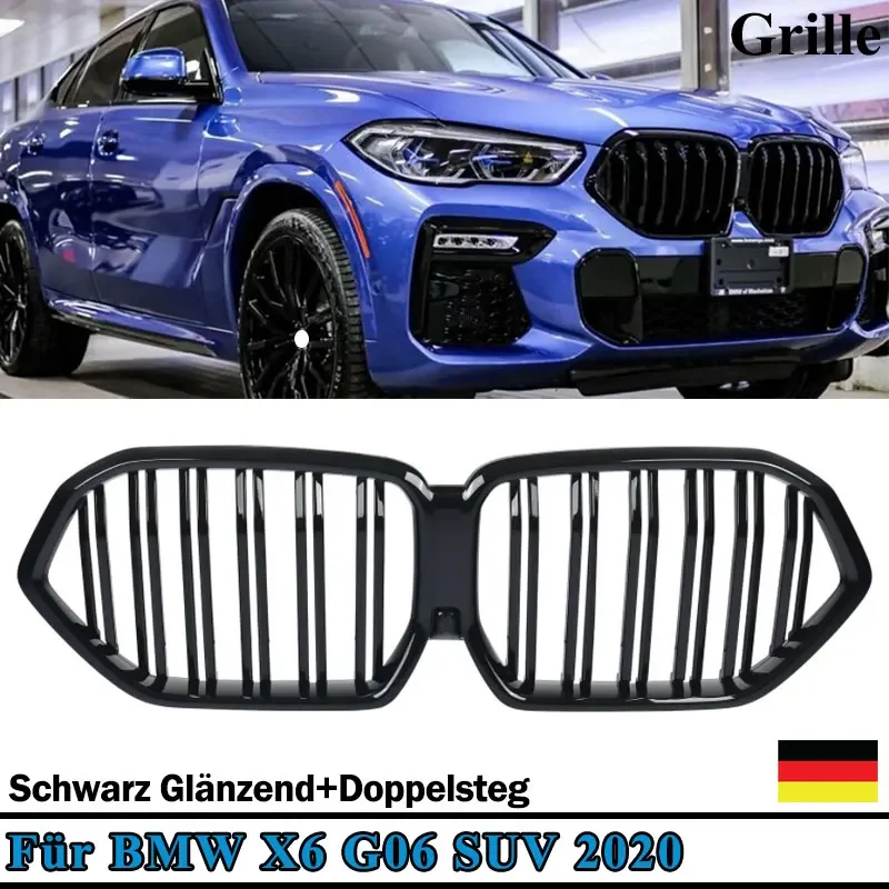 

Front Kidney Racing Grills For BMW X-Series X6 G06 2020+ Gloss Black Bumper Hood Grille Car Bodykit Accessories