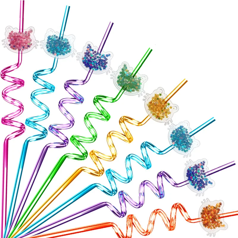 8Pcs Sequined Cartoon Cat Shape Kids Straws Food Grade Reusable Spiral Plastic Straws Birthday Party Decoration Supplies
8Pcs Sequined Cartoon Cat Shape Kids Straws Food Grade Reusable Spiral Plastic Straws Birthday Party Decoration Supplies