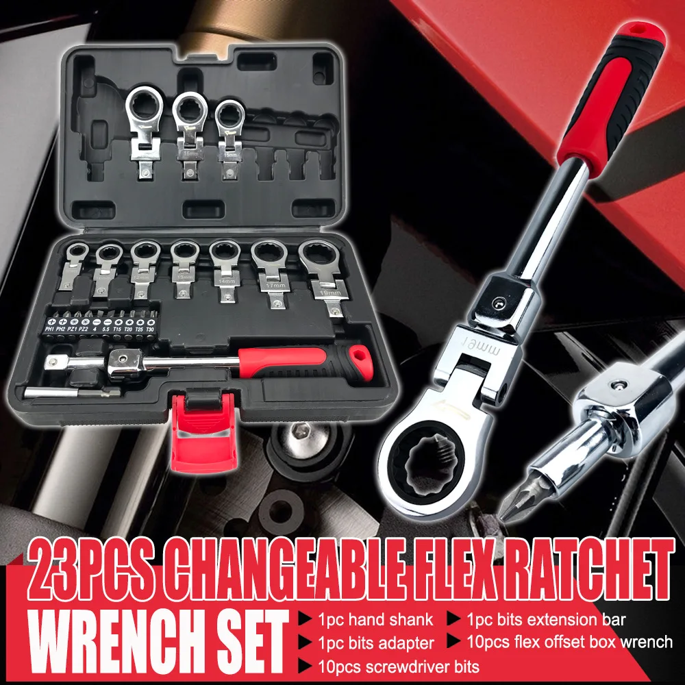 24-Piece Movable Head Ratchet Wrench Automobile Maintenance & Repair Tools Replaceable Plug Boxed Detachable Ratchet Wrench
24-Piece Movable Head Ratchet Wrench Automobile Maintenance & Repair Tools Replaceable Plug Boxed Detachable Ratchet Wrench