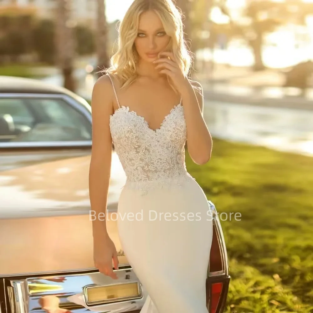Sexy Spaghetti Straps Simple Bohemian Gowns 2023 New Mermaid Beaded Lace Sweetheart Dresses Formal for Women Vestido De Noche
Sexy Spaghetti Straps Simple Bohemian Gowns 2023 New Mermaid Beaded Lace Sweetheart Dresses Formal for Women Vestido De Noche
