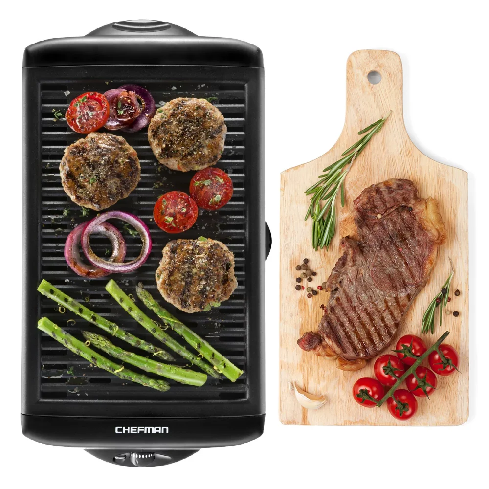 Chefman Electric Smokeless Indoor Grill with Non-Stick Coating Removable Drip Tray & Temperature Control Electric Skillets
Chefman Electric Smokeless Indoor Grill with Non-Stick Coating Removable Drip Tray & Temperature Control Electric Skillets