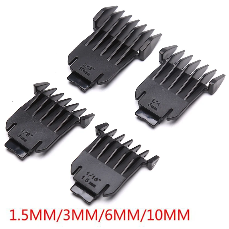 

4pcs/set T9 Universal Hair Clipper Limit Comb Guide Sets 1.5mm/3mm/6mm/10mm Limit Calipers Trimmer Guards Hairdressing Tools