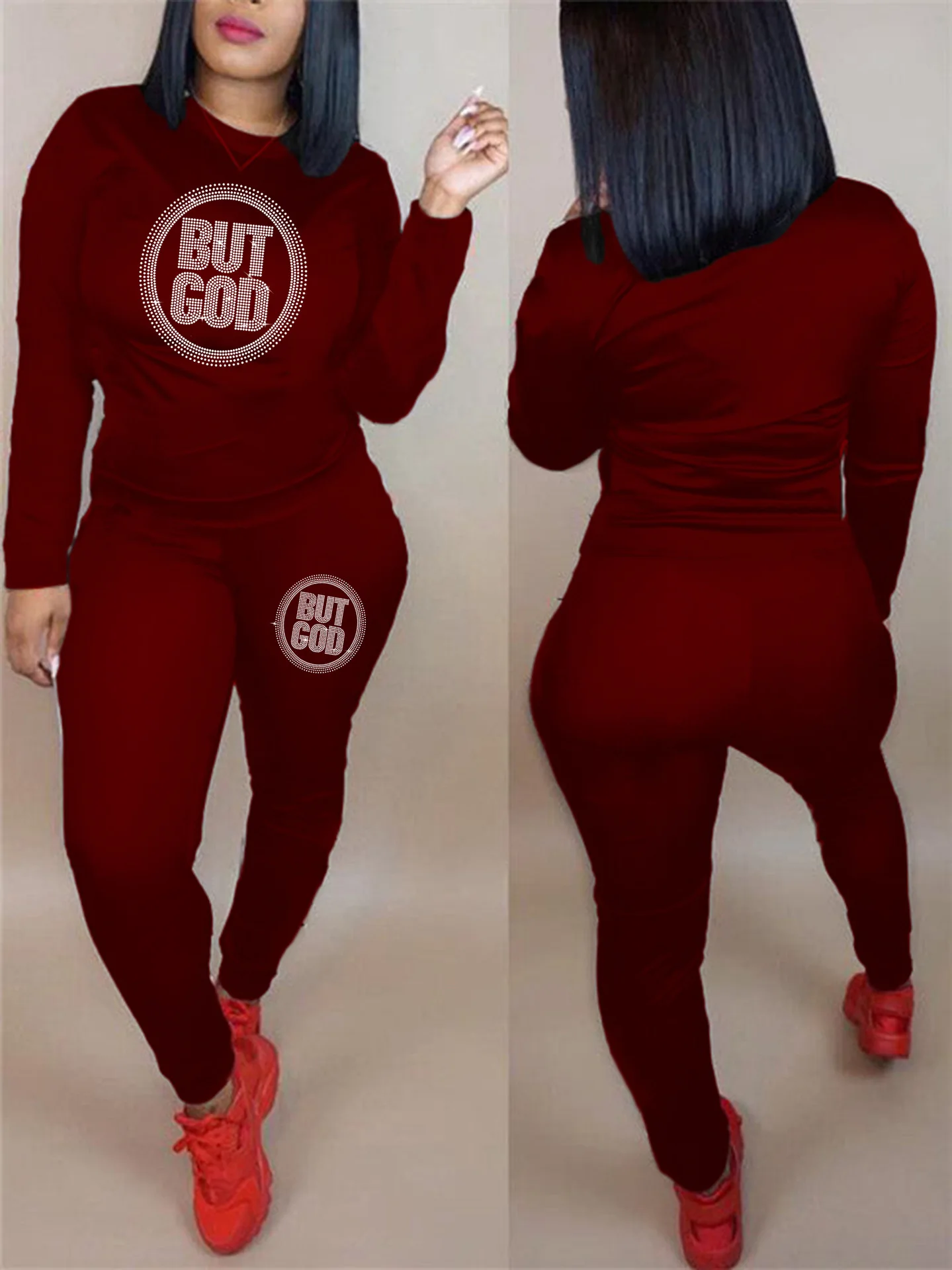 Hot Diamond Letter Print Casual Outfits Two Piece Set Women's Plus Long Sleeve Round Neck Top & Pants Outfits 2 Piece Set
Hot Diamond Letter Print Casual Outfits Two Piece Set Women's Plus Long Sleeve Round Neck Top & Pants Outfits 2 Piece Set