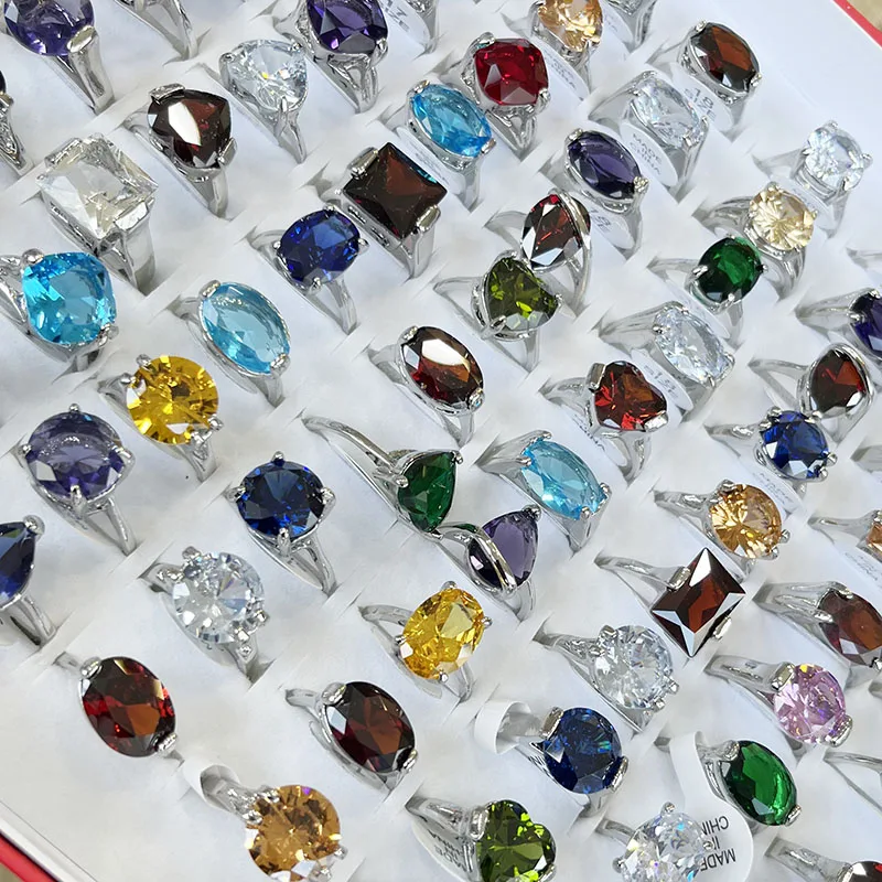 10Pcs Classic Colorful Gems Crystal Zircon Silver Plated Rings For Women Rhinestone Jewelry Bulk Lots LR034
10Pcs Classic Colorful Gems Crystal Zircon Silver Plated Rings For Women Rhinestone Jewelry Bulk Lots LR034