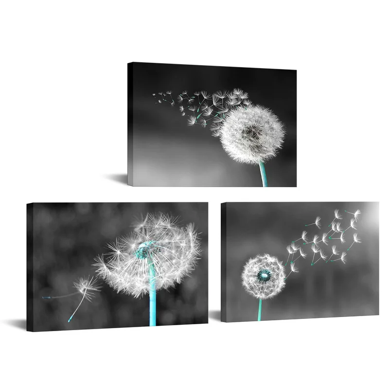 

3 Pieces Flying Dandelion Poster Home Decor Beautiful Flowers Print Canvas Art Modern Style Pictures Living Room Wall Art