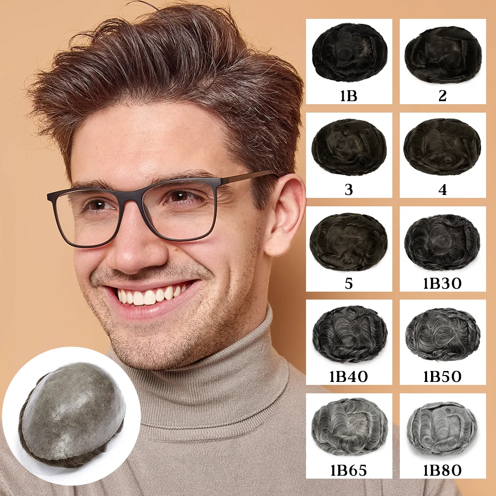 

Men Toupee Human Hair Men Hair System Indian Human Hair 0.10-0.12 Thickness 130% Density Skin Men's Capillary Prothesis Hair Wig