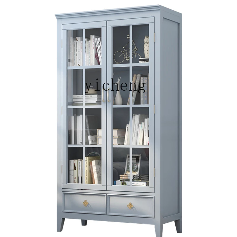 

Пыленепроницаемый книжный шкаф Zk из твердой древесины со стеклянной дверью, простой стеллаж для гостиной, спальни, роскошный книжный шкаф