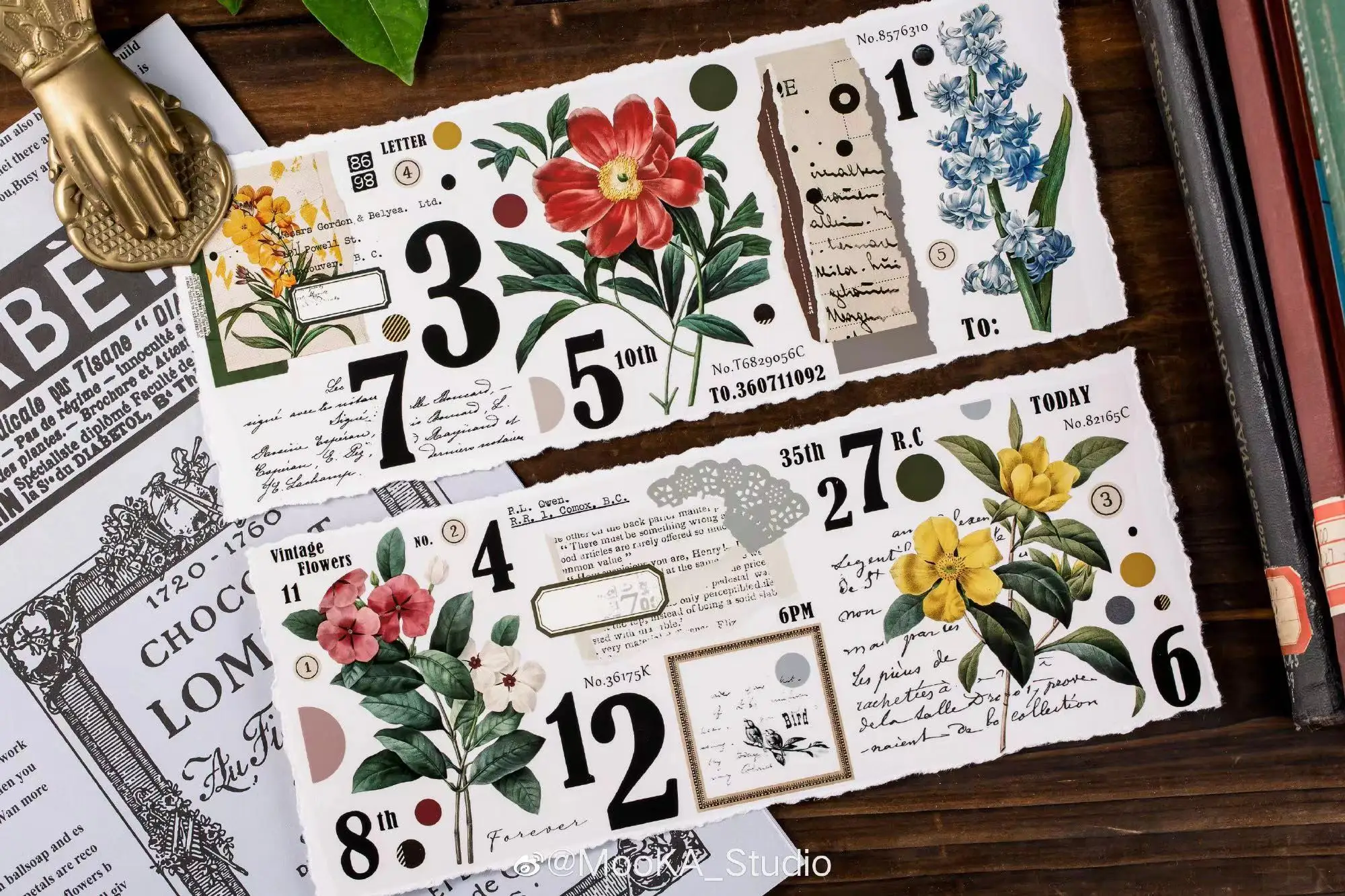 

Mooka Studio винтажные Большие размеры растения Цветочный альбом Васи Домашние животные ленты для изготовления открыток своими руками