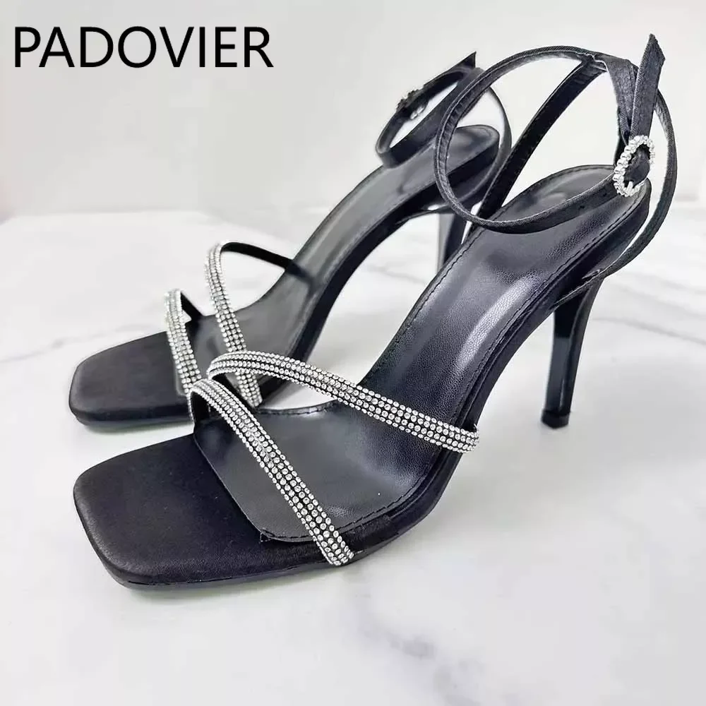 

M 2024 Women's New Fashion Joker Everyday Joker Rhinestones With Thin High Sandals.