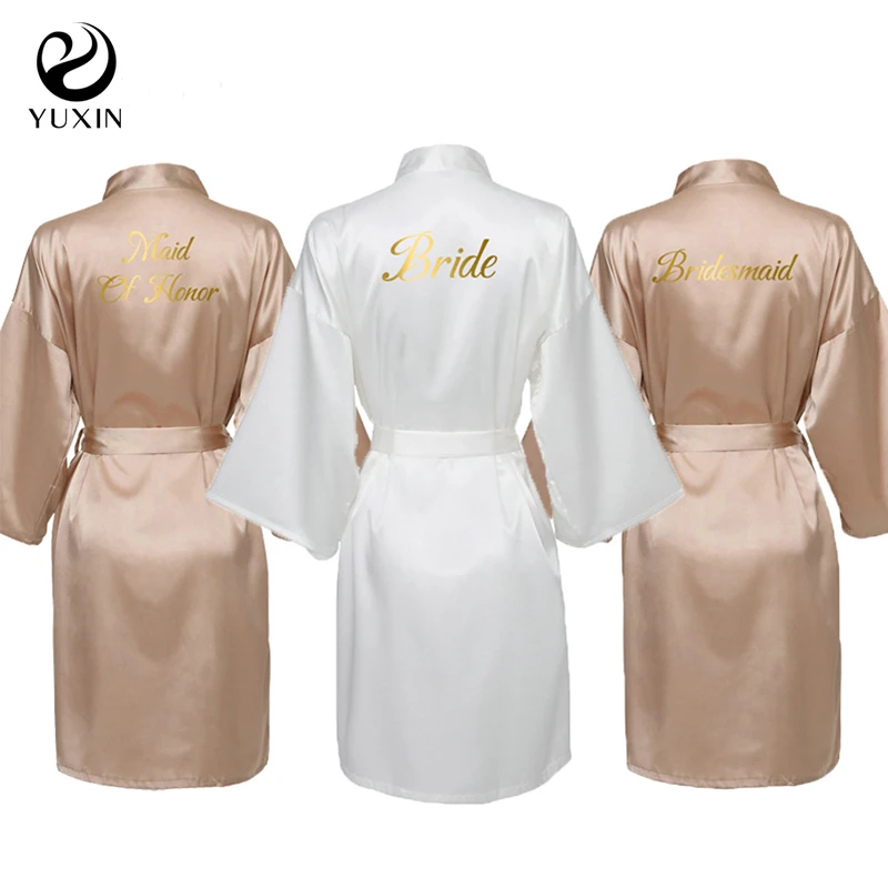 

bridesmaid robes wedding Rose Gold Satin Silk bride robe Wedding Party Bridal Robe Bridesmaid Bride Dressing Gown Sleepwear