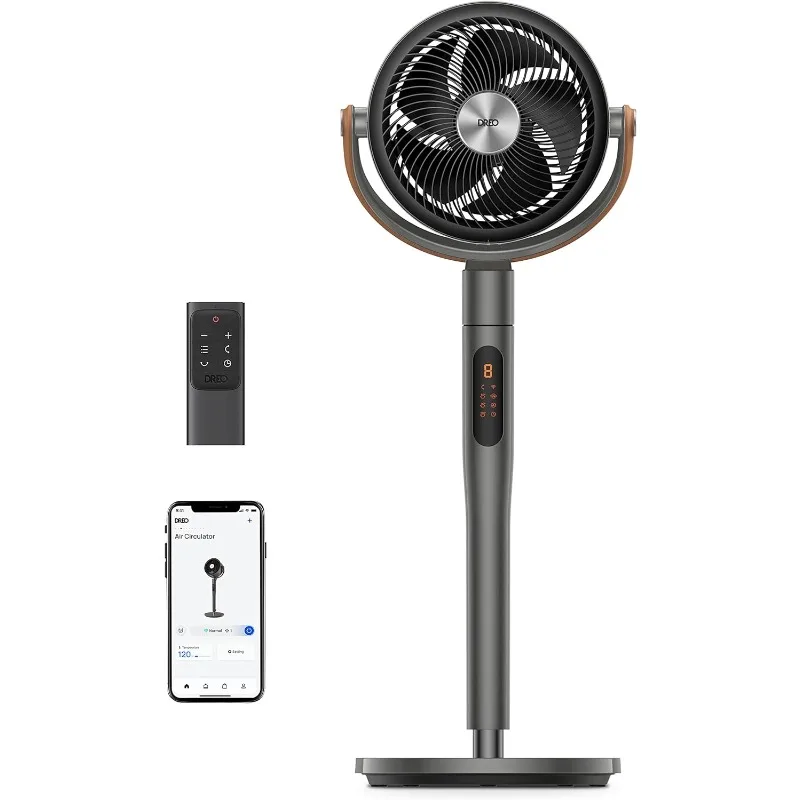 

Dreo smart Pedestal Fan with Remote, 120°+105° Omni-directional Oscillating Floor Fans with Wi-Fi/Voice Control, 43'' Quiet Fan