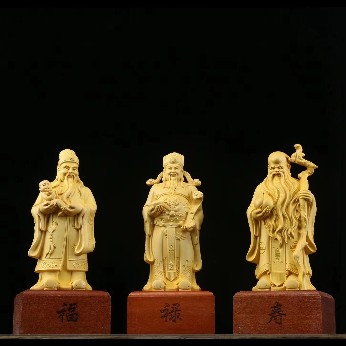 

Статуя из массива дерева Fortune-Lu-Shou Samsung, резьба по фигуре, традиционная ручная резьба, домашняя гостиная спальня, ремесла, подарок для пожилых