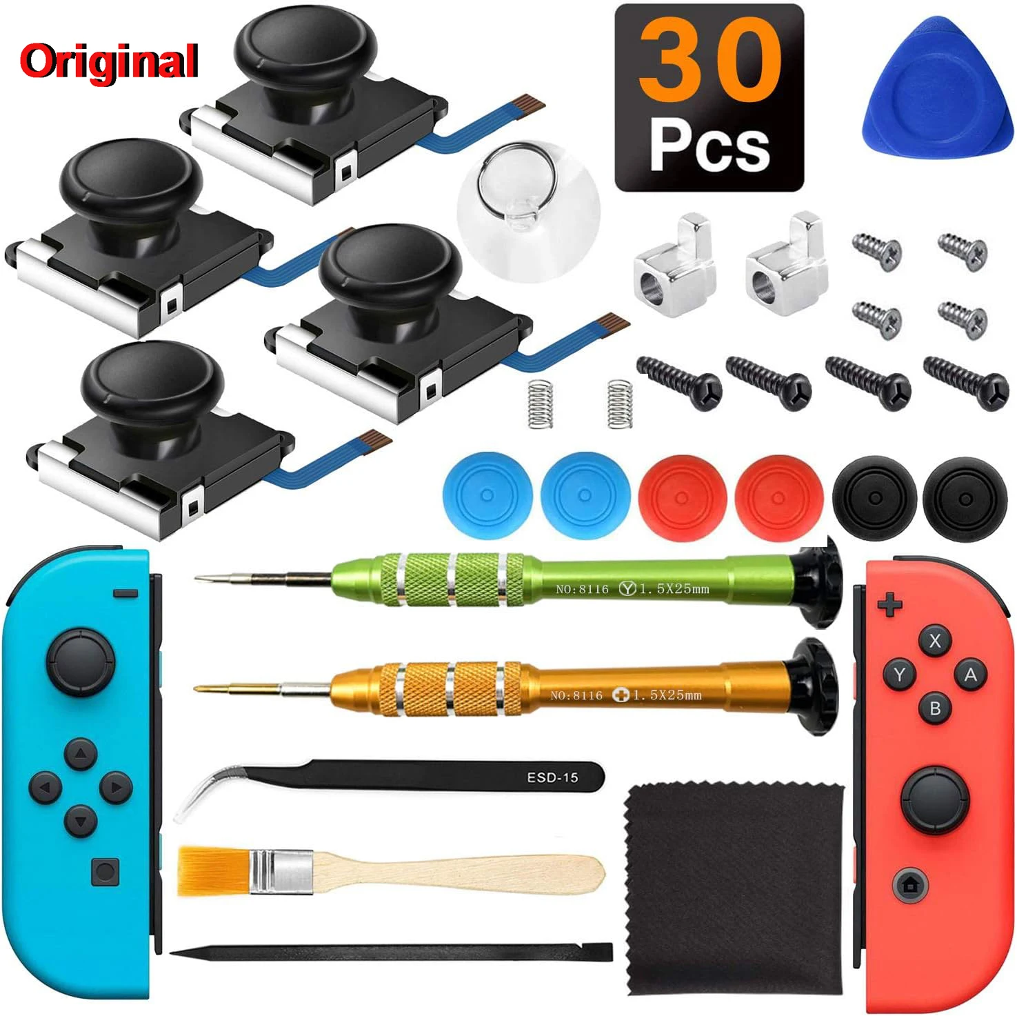 30 in 1 Original 3D Analog Joystick Joypad Replacement Left/Right 3D Joystick Sensor Repair Kit for Nintendo Switch Controller
30 in 1 Original 3D Analog Joystick Joypad Replacement Left/Right 3D Joystick Sensor Repair Kit for Nintendo Switch Controller