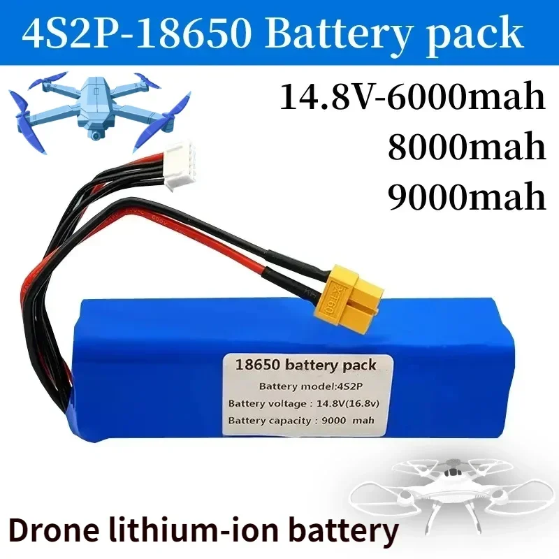 Latest 14.8V 9000mah 4S2P High Quality Drone Lithium Ion Battery for Charging Various Remote Control Drones XH2.54-5P XT60
Latest 14.8V 9000mah 4S2P High Quality Drone Lithium Ion Battery for Charging Various Remote Control Drones XH2.54-5P XT60