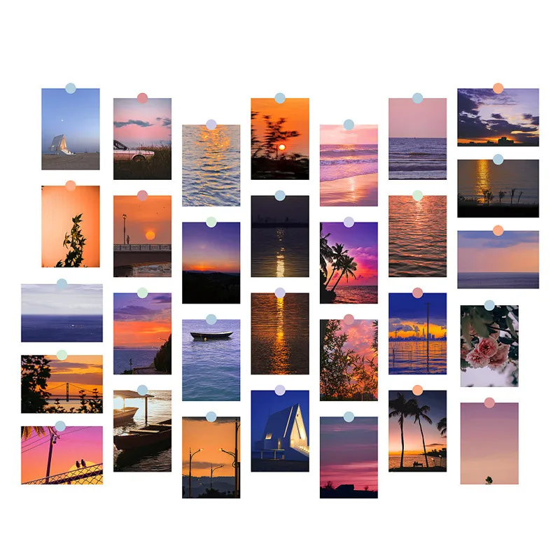 Beautiful Sunset Glow Postcards With Stickers Set Creative Decorative Painting Background Wall Sticker Poster Wall Collace Kit
Beautiful Sunset Glow Postcards With Stickers Set Creative Decorative Painting Background Wall Sticker Poster Wall Collace Kit