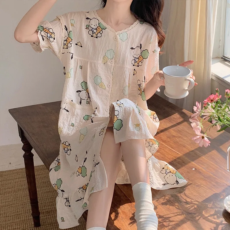Летняя женская пижама Sanrio полачко с мультяшным принтом, милая свободная ночная рубашка с рукавами и принтом аниме, домашняя одежда
Летняя женская пижама Sanrio полачко с мультяшным принтом, милая свободная ночная рубашка с рукавами и принтом аниме, домашняя одежда