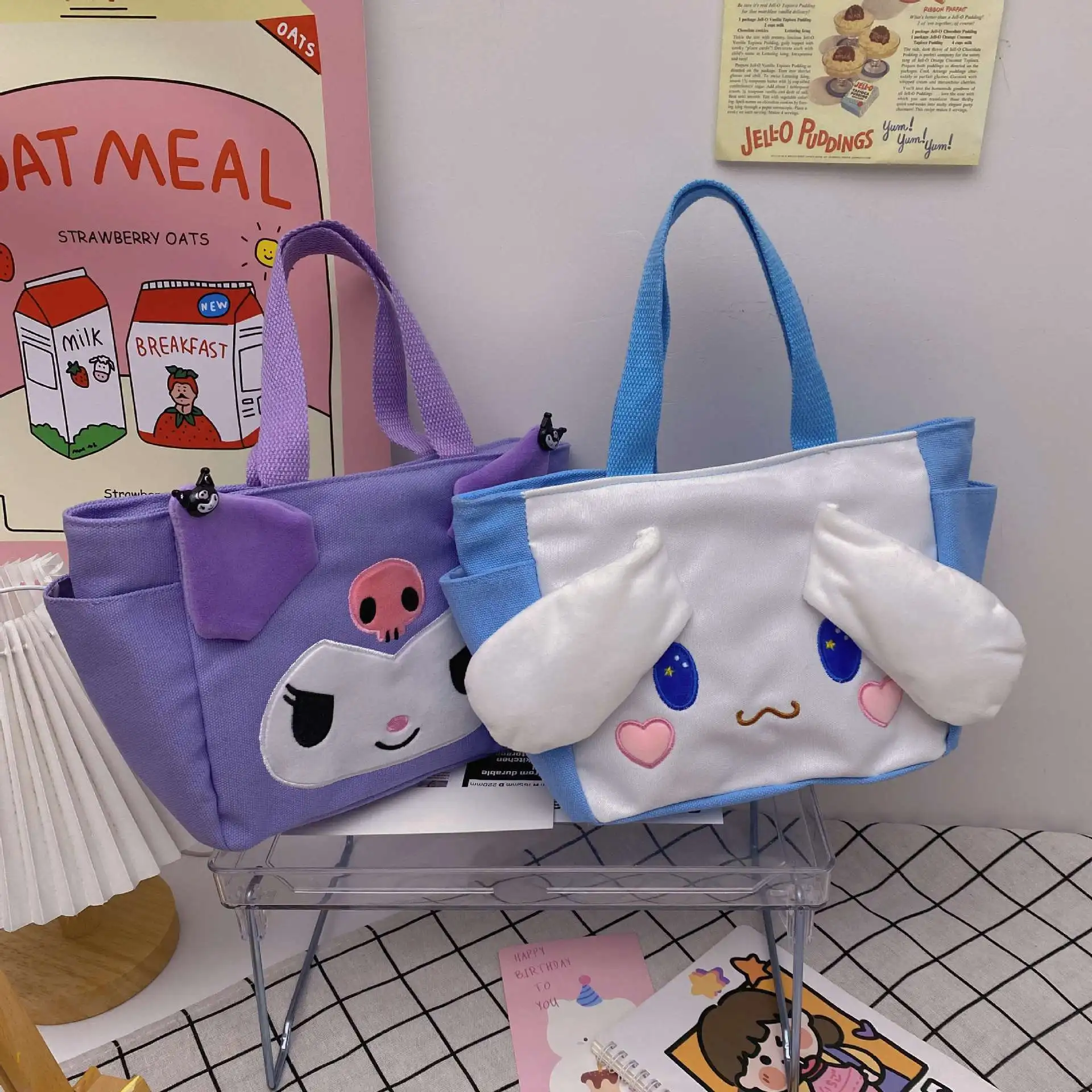 Sanrio Kawaii Cinnamoroll Melody Kuromi Handbag Anime Cartoon Cute Student Canvas Bento Bag Christmas Birthday Gift Wholesale 
Sanrio Kawaii Cinnamoroll Melody Kuromi Handbag Anime Cartoon Cute Student Canvas Bento Bag Christmas Birthday Gift Wholesale