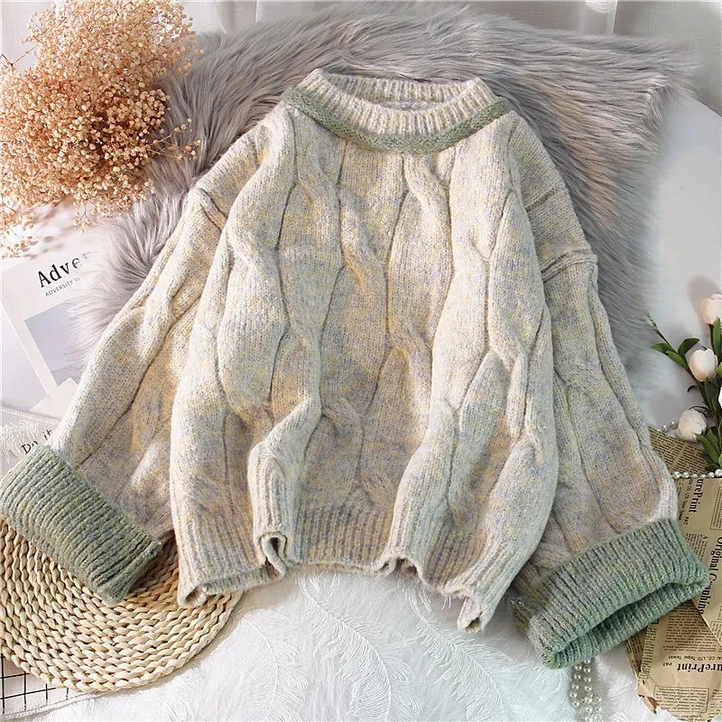 DAYIFUN Autumn Winter Thick Twist O-neck Hit Color Pullover Sweater Women All-match Warm Cropped Jumpers Fashion Oversized Tops
DAYIFUN Autumn Winter Thick Twist O-neck Hit Color Pullover Sweater Women All-match Warm Cropped Jumpers Fashion Oversized Tops