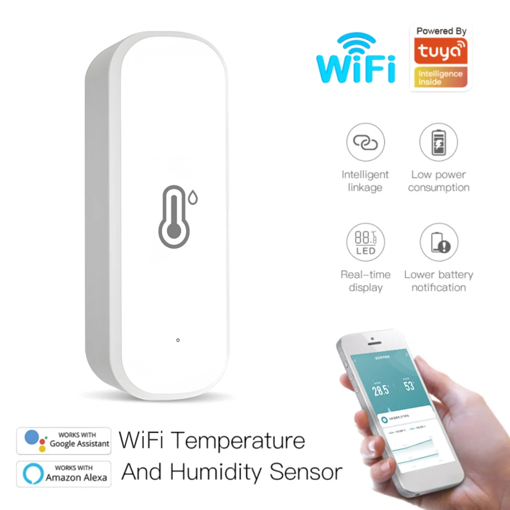 Умный датчик температуры и влажности с Wi-Fi, термометр, гигрометр, монитор, подходит для умного дома, 1 шт.
Умный датчик температуры и влажности с Wi-Fi, термометр, гигрометр, монитор, подходит для умного дома, 1 шт.