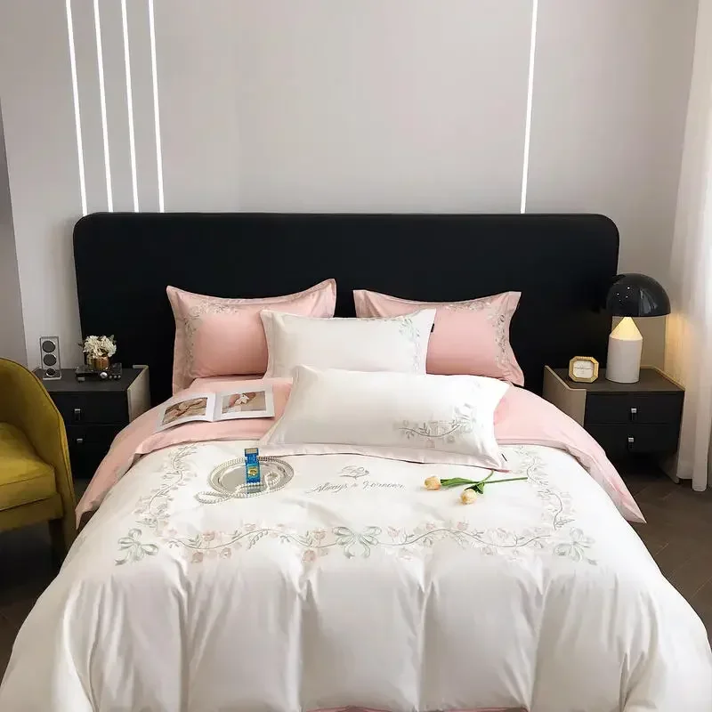 Flower Embroidery 100 Cotton Bedding Set 220x240 High Quality King Size Duvet Cover Set 240x220 Twill Pure Cotton Bedding Sets
Flower Embroidery 100 Cotton Bedding Set 220x240 High Quality King Size Duvet Cover Set 240x220 Twill Pure Cotton Bedding Sets