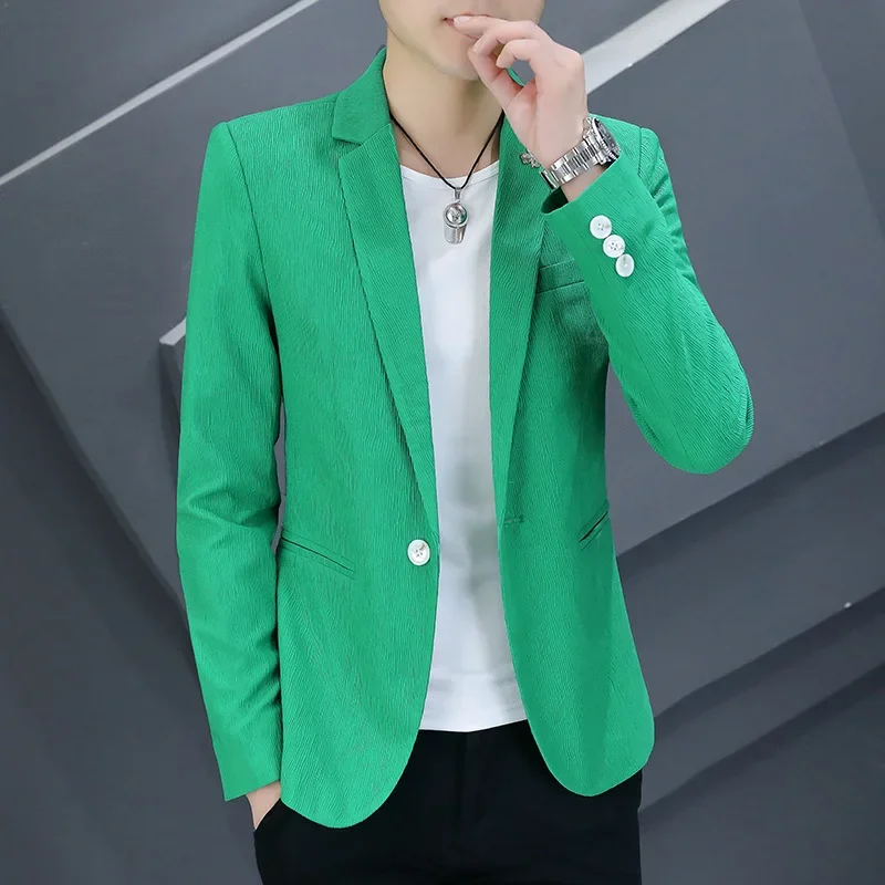 

HOO 2024 Men's Autumn Wear New blazer Youth Corduroy Slim Fit Fashion and Handsome Leisure blazer