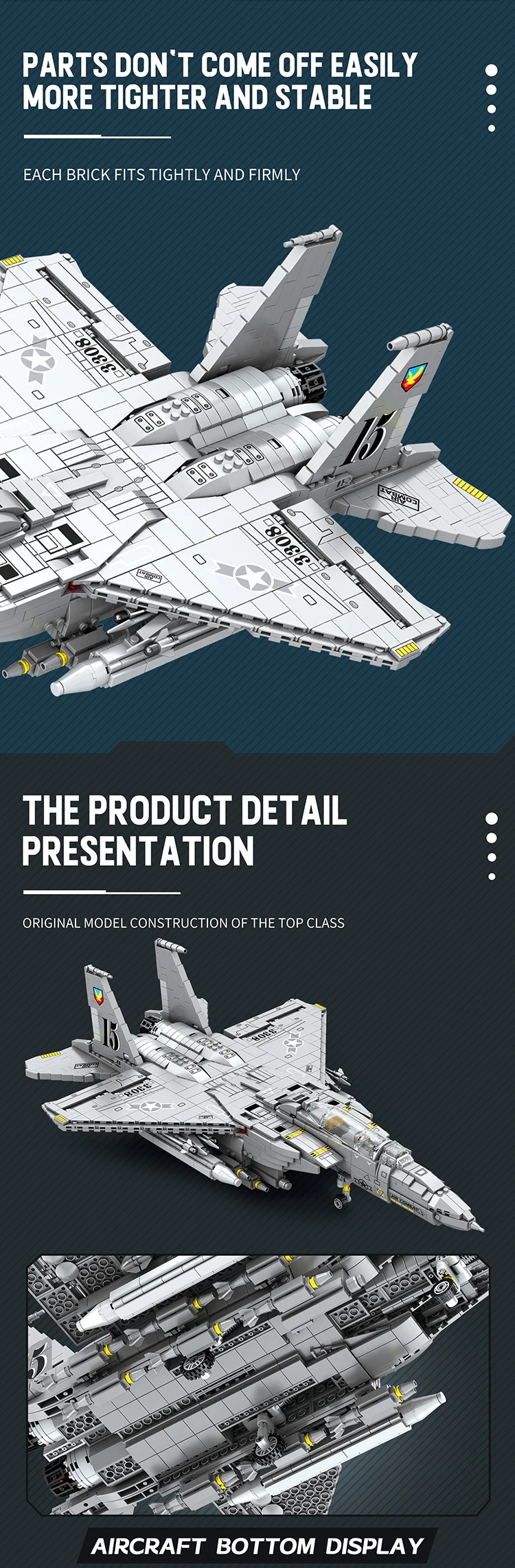 2216PCS Military F-15 Strike Eagle Fighter Building Blocks Cruise Air Force Bomber Model Bricks Collect New Year Gifts Kids Toys 2216PCS Military F-15 Strike Eagle Fighter Building Blocks Cruise Air Force Bomber Model Bricks Collect New Year Gifts Kids Toys