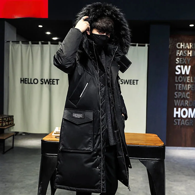 

Men's Puffer Jacket Parkas Coats for Winter Long Coat Cold Thickened Hood Down