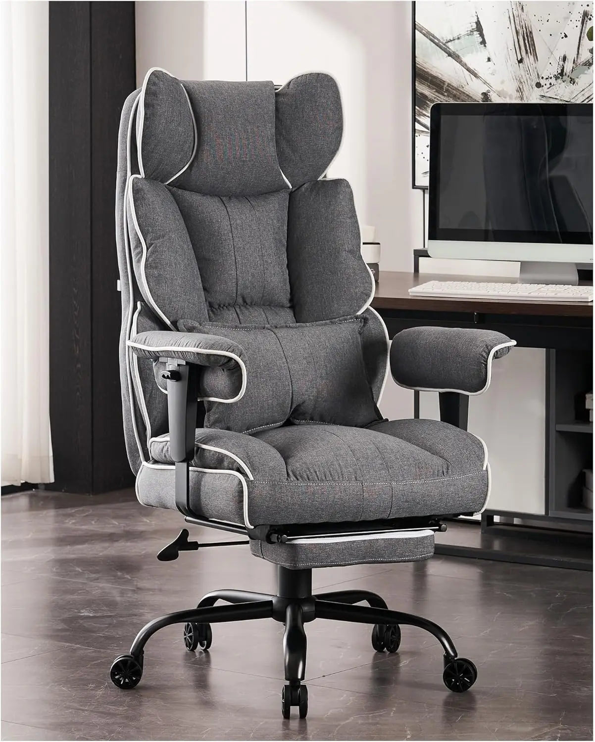 Efomao Fabric Office Chair, Big and Tall Office Chair 400 lb Weight Capacity, High Back Executive Office Chair with Foot Rest,
Efomao Fabric Office Chair, Big and Tall Office Chair 400 lb Weight Capacity, High Back Executive Office Chair with Foot Rest,