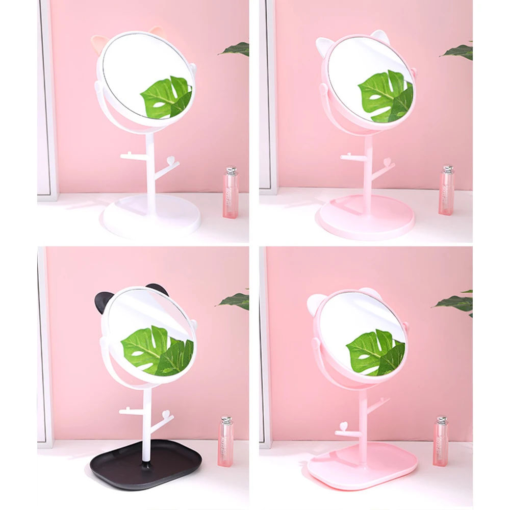 Generic Cat Ear Round Mirror HD Desktop Rotating Makeup Mirror Dressing