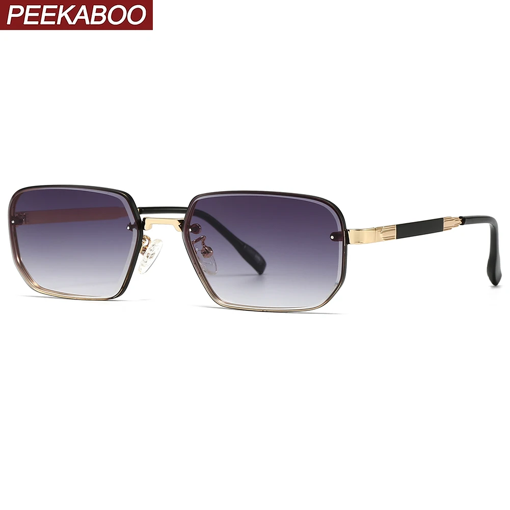 

Peekaboo female square frame sunglasses retro women uv400 male metal sun glasses for men blue brown unisex 2024 dropshipping