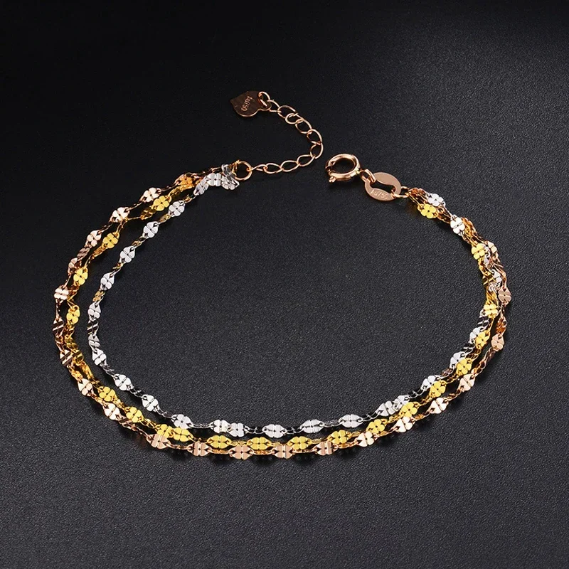 Au750 Real 18K Multi-tone Gold Bracelet For Women Female Clover Link Adjustable Bracelet 16cm Add Extender 3cm
Au750 Real 18K Multi-tone Gold Bracelet For Women Female Clover Link Adjustable Bracelet 16cm Add Extender 3cm
