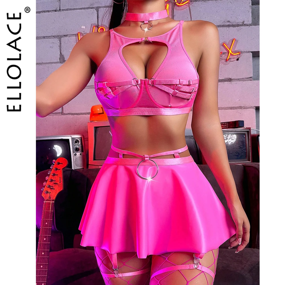 

Ellolace Sexy Lingerie Festival Outfit Nightclub Underwear Garter Dress Intimate Cut Out Bra Kit Push Up Fancy Exotic Sets