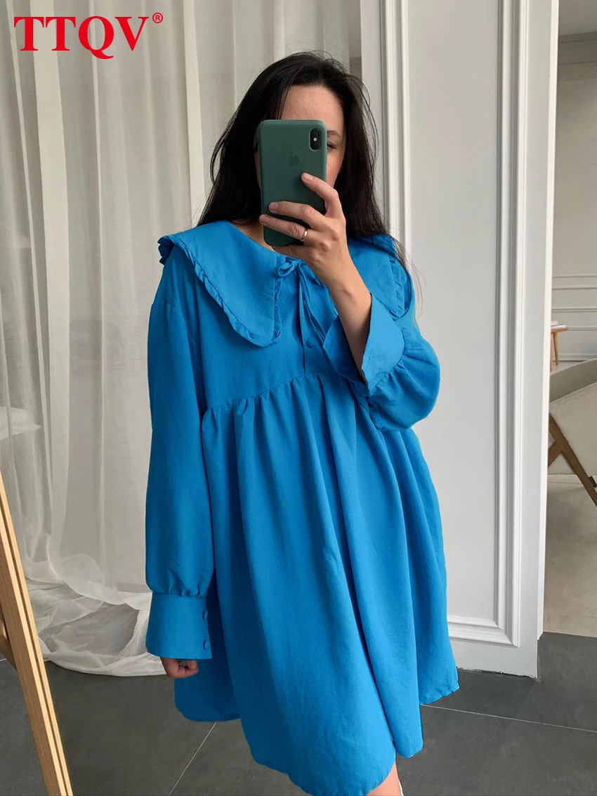 TTQV Vintage Blue Ruffled Dresses For Women 2022 Autumn Long Sleeve Office Midi Dresses Elegant Loose Dress Female Clothing
TTQV Vintage Blue Ruffled Dresses For Women 2022 Autumn Long Sleeve Office Midi Dresses Elegant Loose Dress Female Clothing