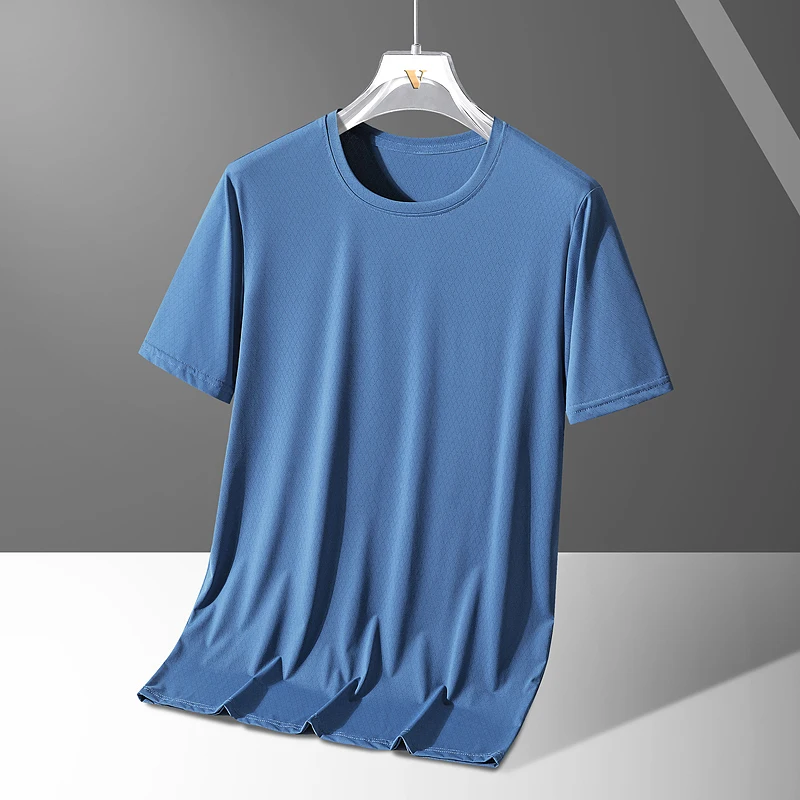 

New Men'S Versatile Ice Silk Quick Drying Short Sleeved Round Neck Summer Casual Sports T-Shirt For Middle-Aged And Young People