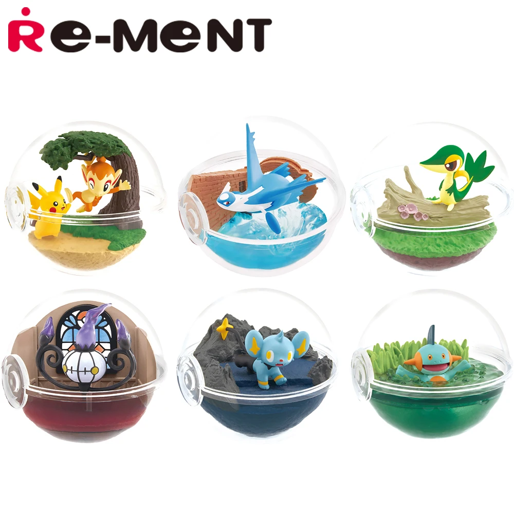 

Original Stocked Re-Ment Pokemon Terrarium Collection 12 Pikachu Chimchar Latios Snivy Collectible Mini Model Toys Figures Gifts