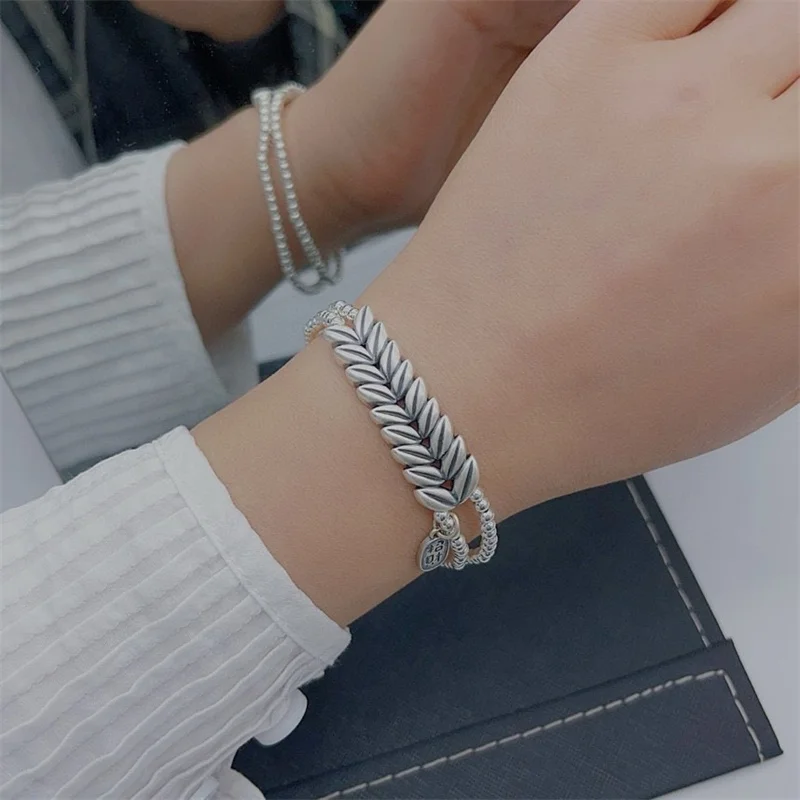 

Sterling Silver Bracelet S925 Gift For Men and Women DIY Couples Originality Charm Festival Lovers Retro Fashion Jewelry