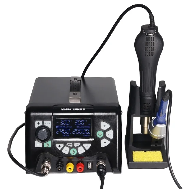 High Quality Welding Tools 3 In 1 220V YiHua 853D 5A SMD Rework Desoldering Hot Air Gun Soldering Iron Station
High Quality Welding Tools 3 In 1 220V YiHua 853D 5A SMD Rework Desoldering Hot Air Gun Soldering Iron Station