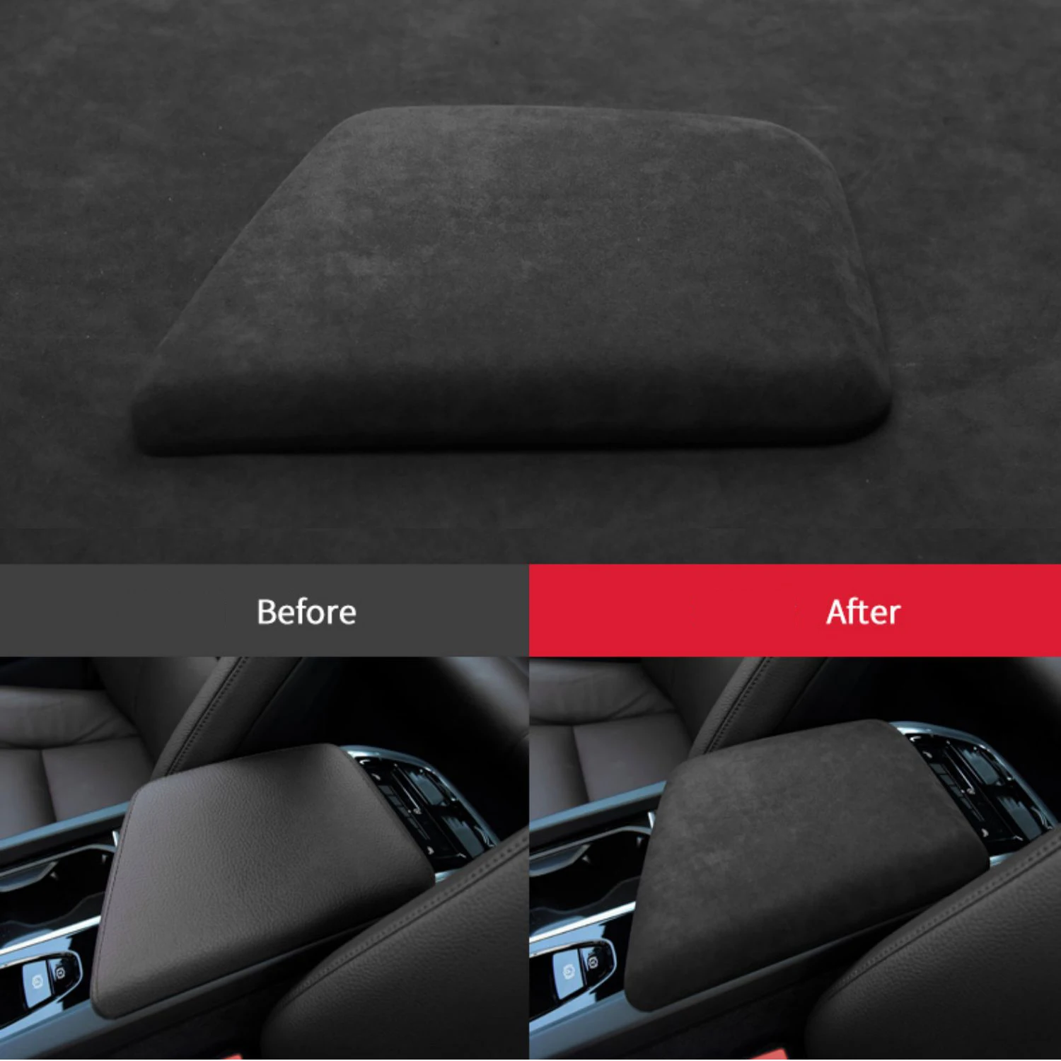 

Black Car Alcantara Adhsive Armrest Upper Outer Lid Cover Sheath for Volvo XC60 S60 V60 2016 2017 2018 2019 2020 2021 2022